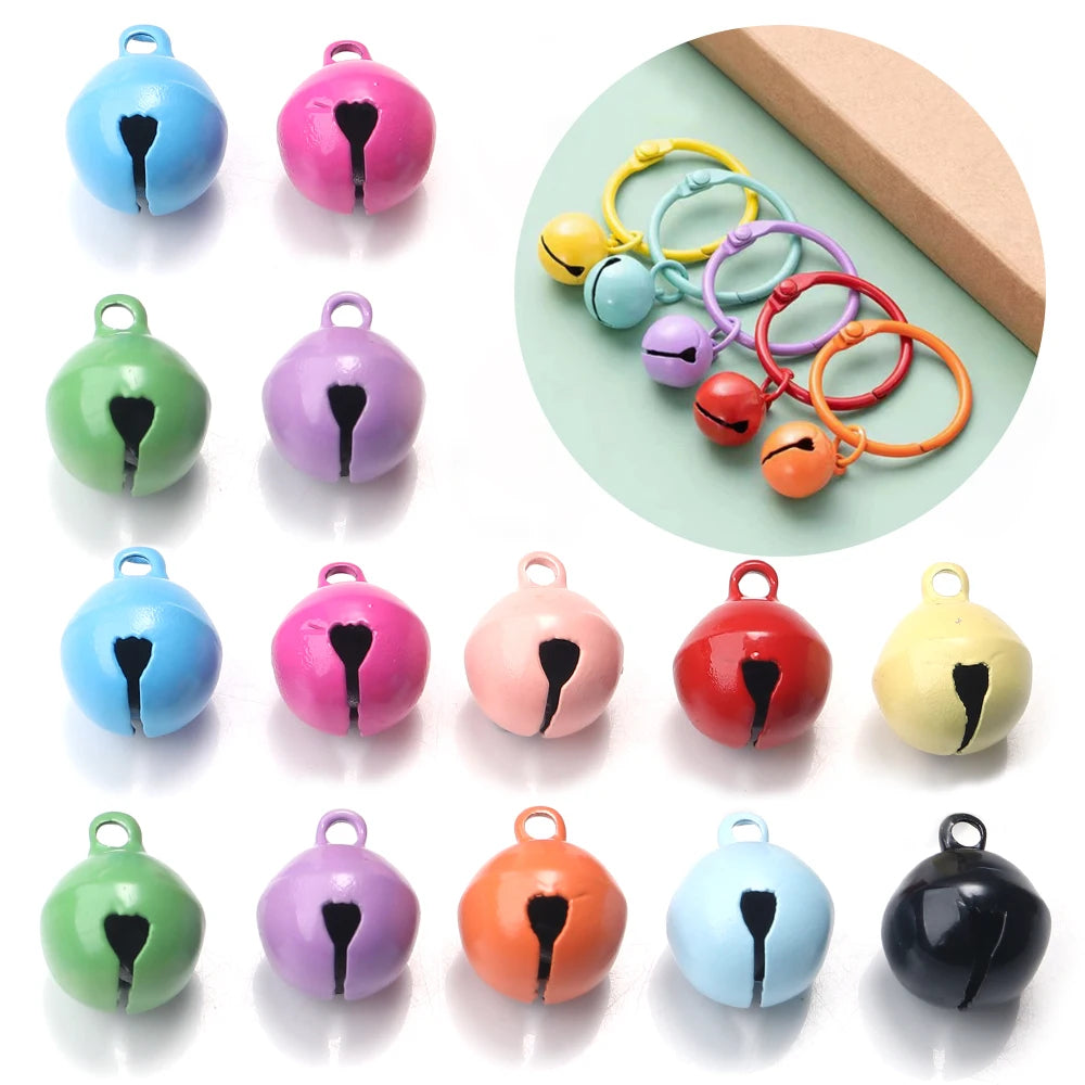 50pcs Small Jingle Bells Beads — Mixed Colors Charm Bells