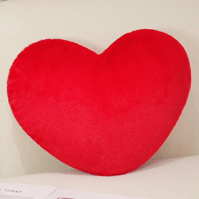 Nordic Style Furry Solid Color Heart-shaped Cushion Key Chain Pink Red Sofa Bed Back Cushion Soft Throw Pillow Bedside Cushion