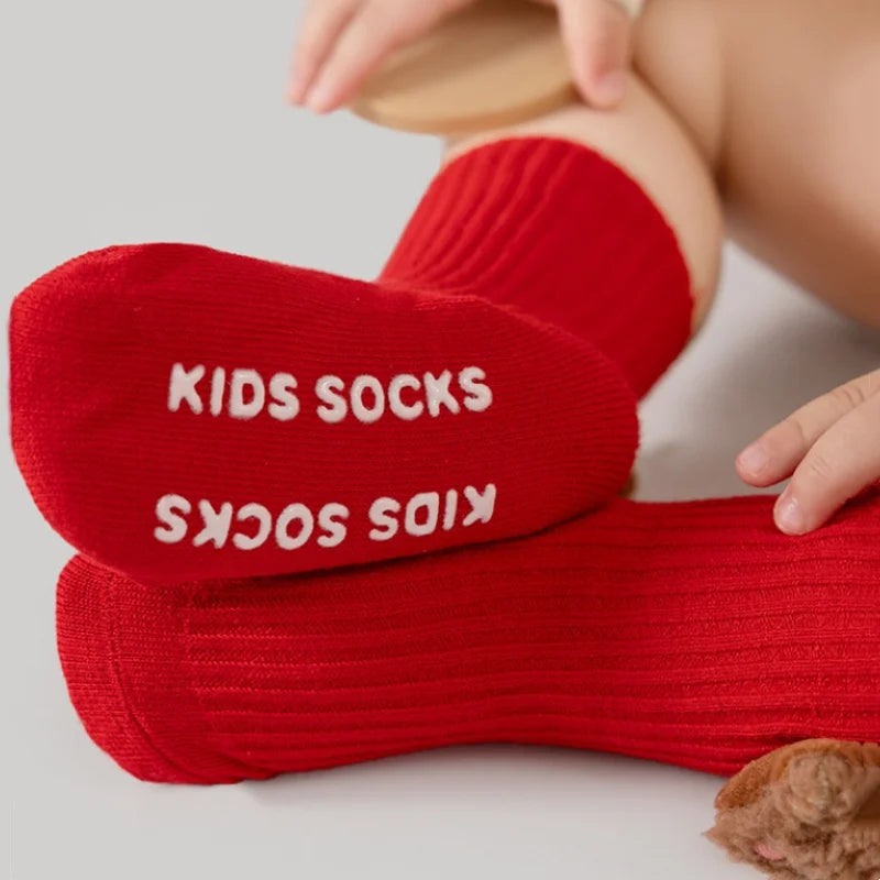 Christmas Baby Socks For Boys Girls Autumn Winter Toddler Anti-slip Floor Socks Children Red Festive Santa Claus Sock 0-3 Years
