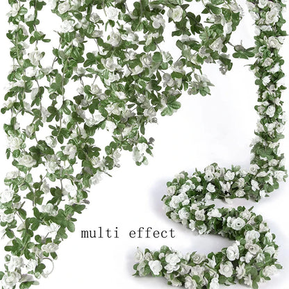 250CM Artificial Rose Flowers for Wedding Home Room Decoration Autumn Garden Outdoor Arch Christmas Rattan DIY Fake Plants Vine