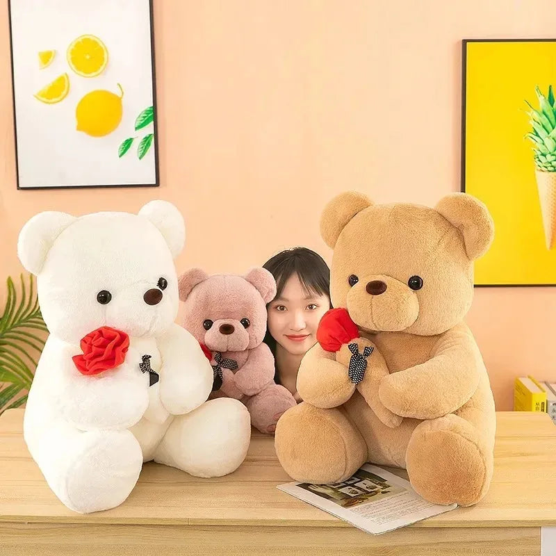 2026  Valentine's Day Roses Cute Teddy Bear Animal Plush Toys For Girls Teddy Bear Dolls Wedding Party Decors