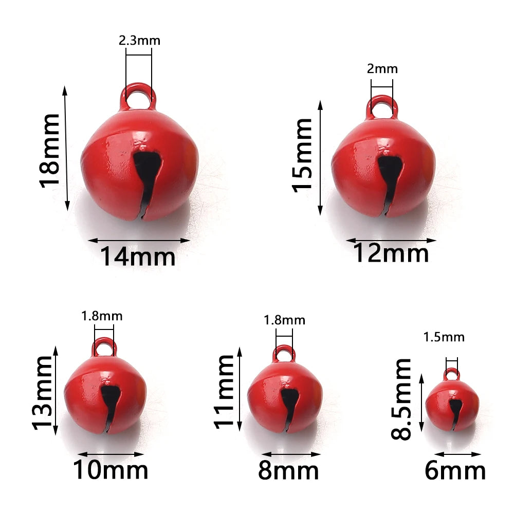 50pcs Small Jingle Bells Beads — Mixed Colors Charm Bells