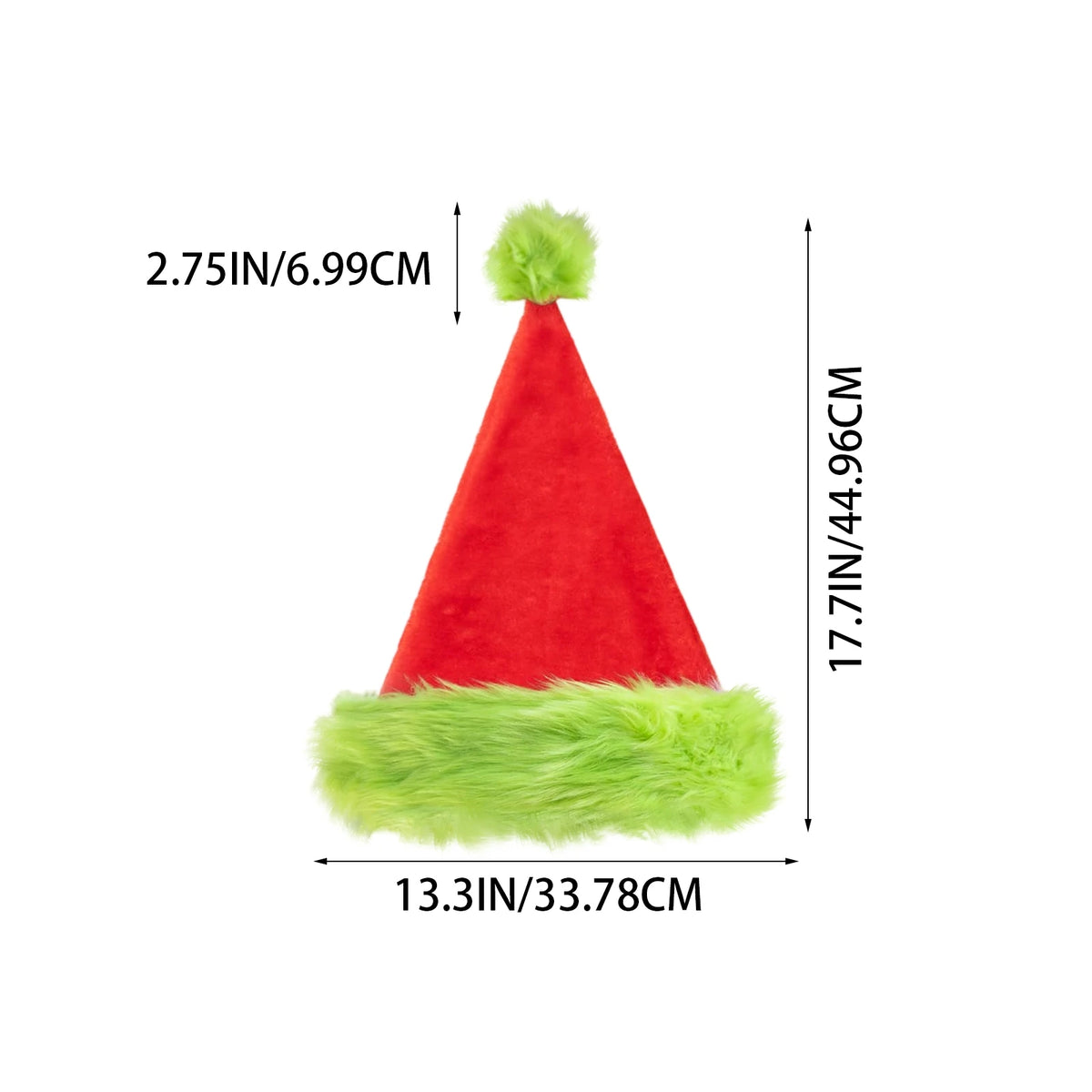 Christmas Santa Hat for Adults,Green Edged Velvet Santa Hats Plush Christmas Hat for Xmas New Year Party Decorations & Supplies