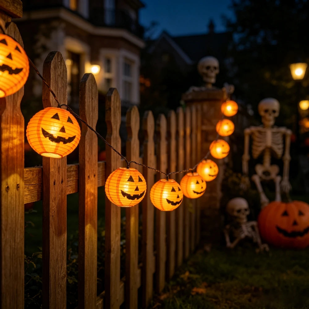 Solar Pumpkin Lantern String Light 10/20LED Halloween Hanging Fairy Lights Orange Pumpkin Garland for Garden Patio Decoration