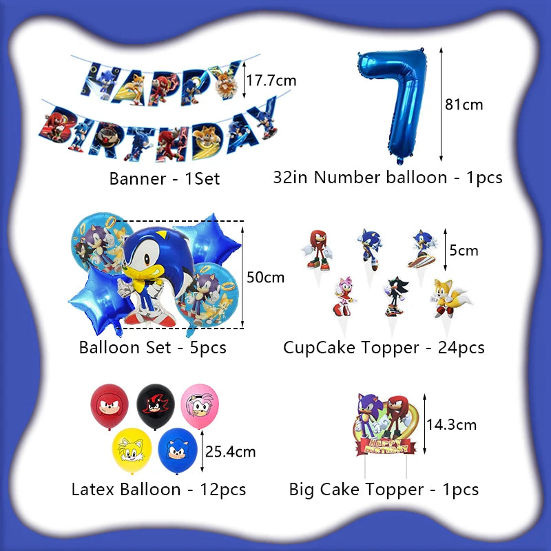 Cartoon Anime Birthday Party Decoration Customizable Birthday Set New Combination Latex Balloon Event Supplies Banner Backdrop