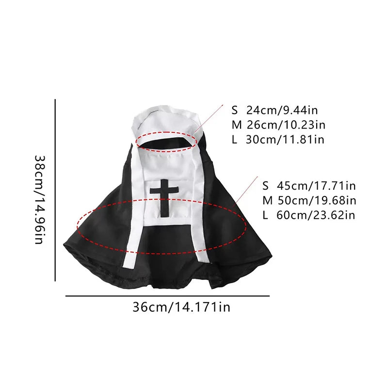 Pet Costume Halloween Clothes for Dog Cat Funny Nun Cosplay Cape Black White Costume Puppy Kitten Party Dress