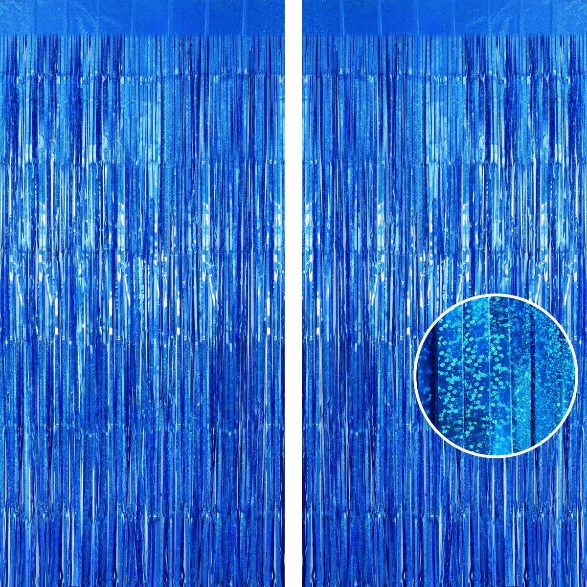 2Pcs Party Backdrop Curtains Metallic Foil Tinsel Curtain Glitter Foil Fringe Curtain Birthday Wedding Party Decoration Supplies