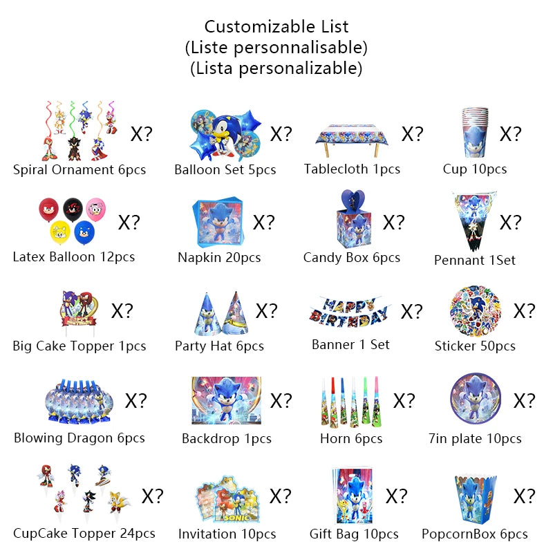 Cartoon Anime Birthday Party Decoration Customizable Birthday Set New Combination Latex Balloon Event Supplies Banner Backdrop