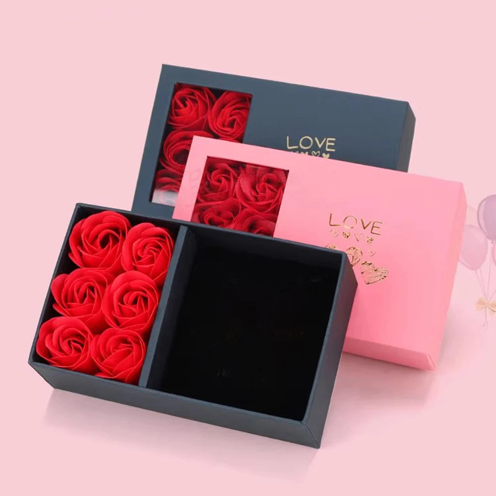 Jewelry Box Immortal Flower Jewelry Box Roses Window Valentine's Day Mother's Day Gift Box Ring Earrings Pendant Necklace Box