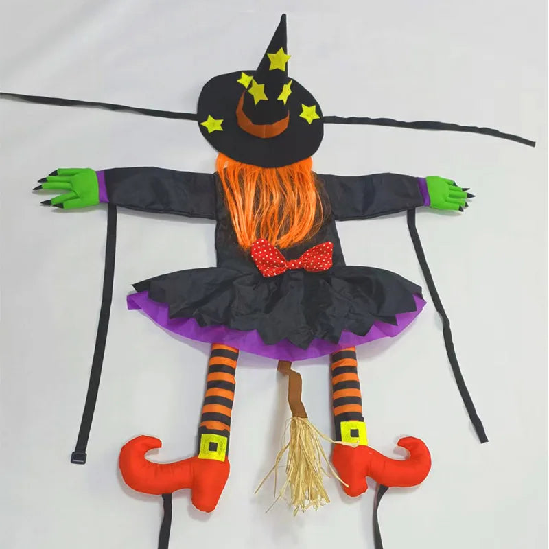 Halloween Crashing Into Tree Witch Doll Decoration Funny Outdoor Yard Garden Decor Halloween Party Holiday Scene Decor Supplies