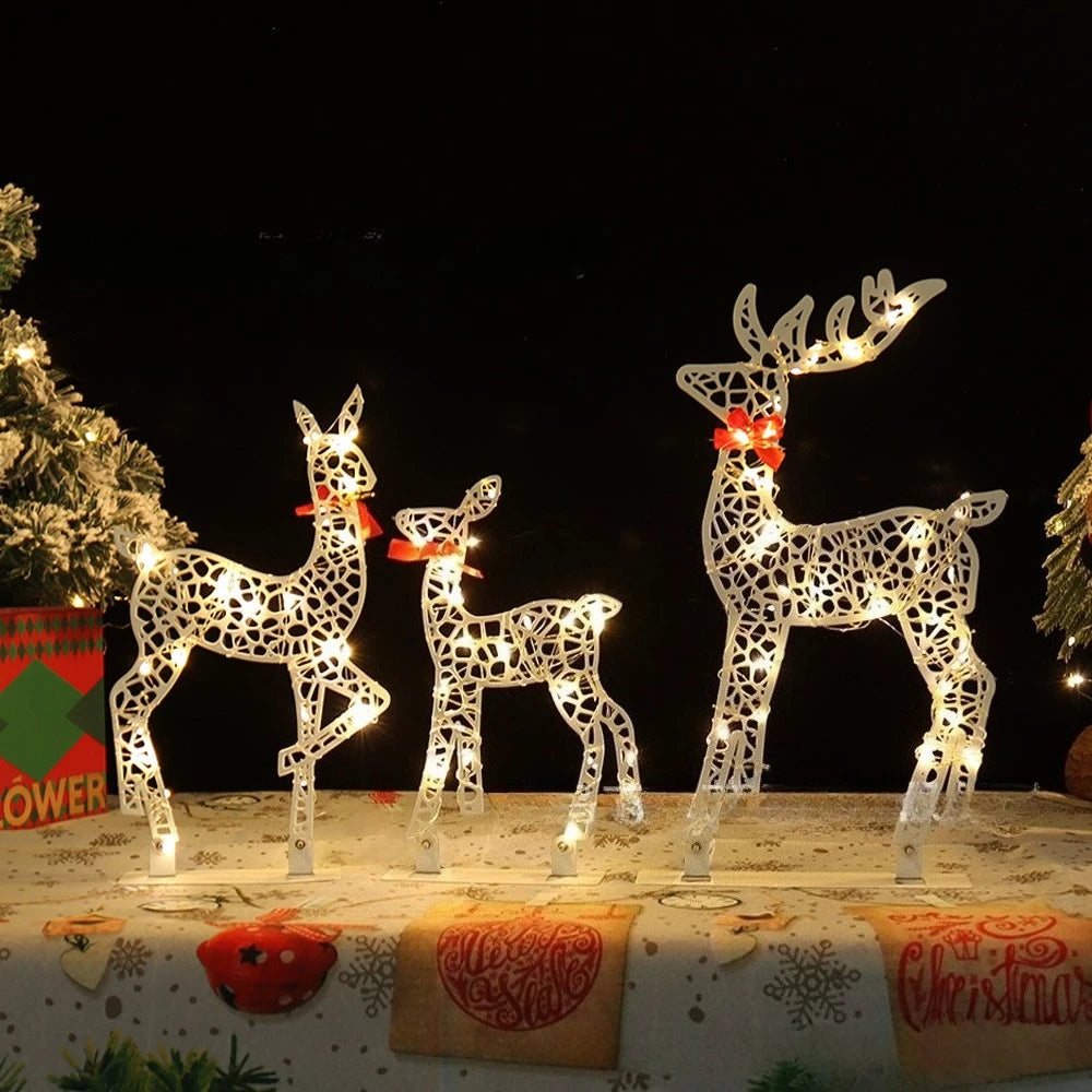 3 Pcs Elk Deer LED Light — Glowing Glitter Reindeer Decoration