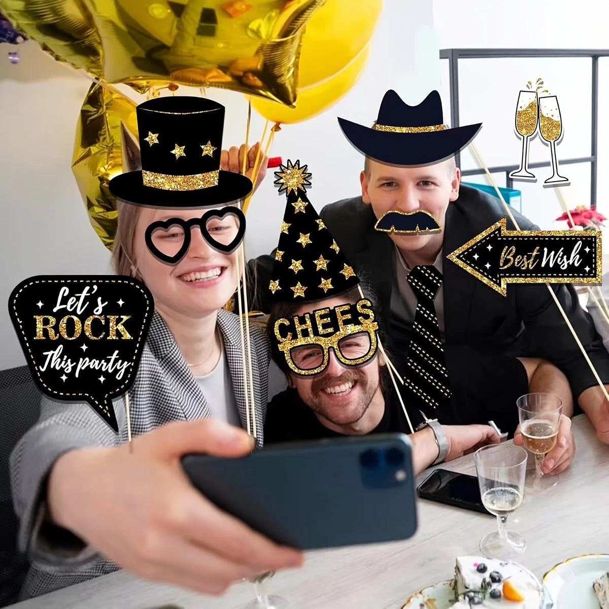 36pcs of Birthday Photo Booth Props Happy Birthday Props, Birthday Party Photo Decoration Props Set, Decoration Party