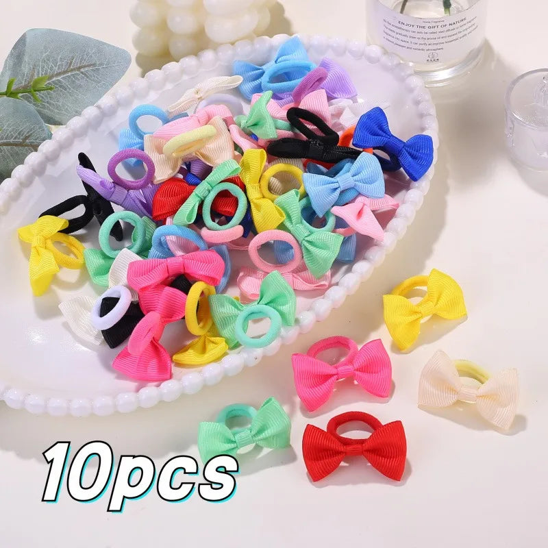 10/20/30/40pcs Cute Bow Elastic Non-slip Hair Ties | Suitable for All Occasions: Festive Photography, Fun Soft Hair Accessories
