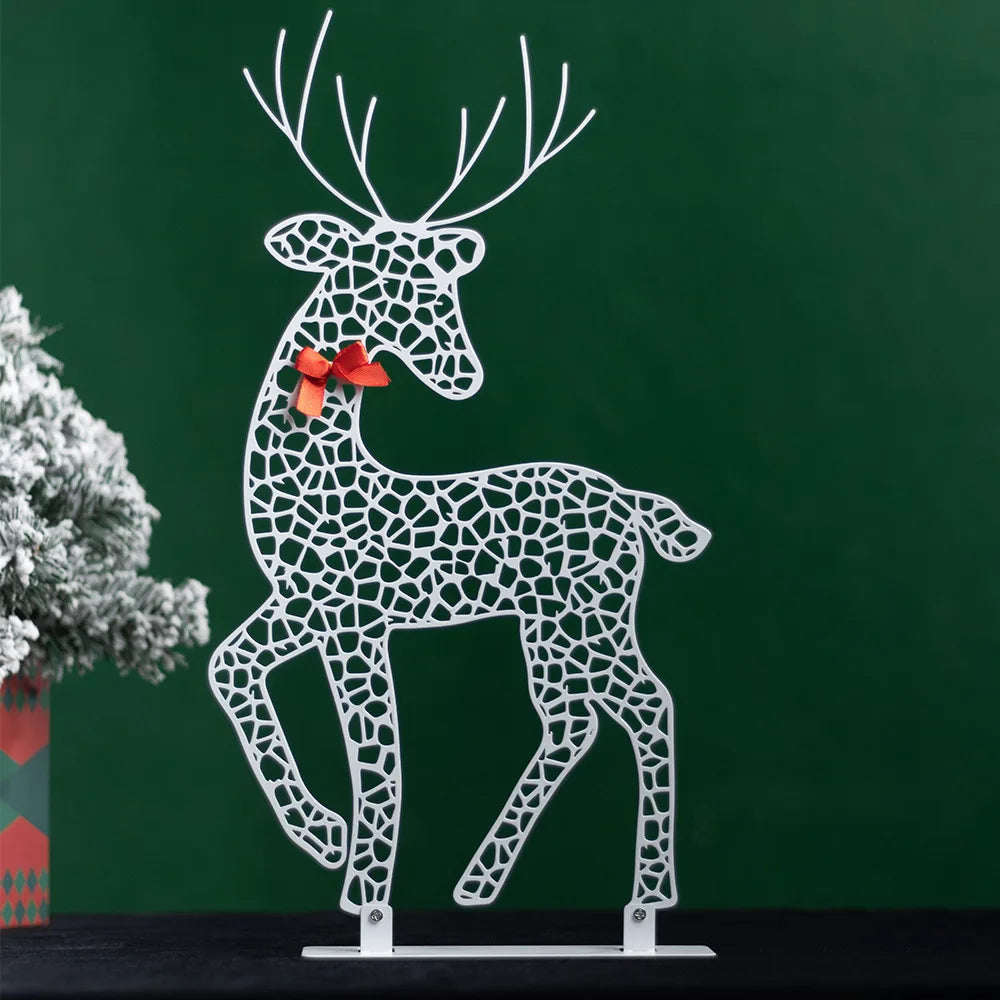 3 Pcs Elk Deer LED Light Glowing Glitter Reindeer Christmas Garden Decor Home Outdoor Lawn Yard New Year Ornament