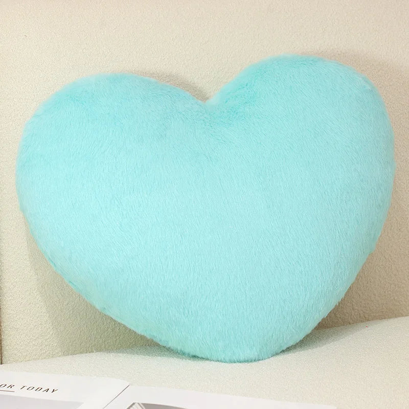 Nordic Style Furry Solid Color Heart-shaped Cushion Key Chain Pink Red Sofa Bed Back Cushion Soft Throw Pillow Bedside Cushion