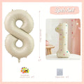 32 Inch Aluminum Foil Balloons, Milky White Numbers 0-9 for Birthday Party Decoration, 20 Plush Balls for Celebrating Birthdays