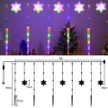 LED Christmas Icicle Snowflake Curtain Lights Indoor & Outdoor, USB Supply + Remote Control, 8 Light Modes, Easy Plug-and-Play