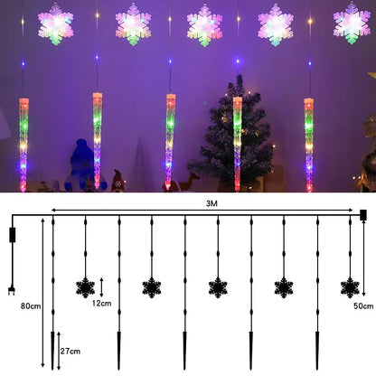 LED Christmas Icicle Snowflake Curtain Lights