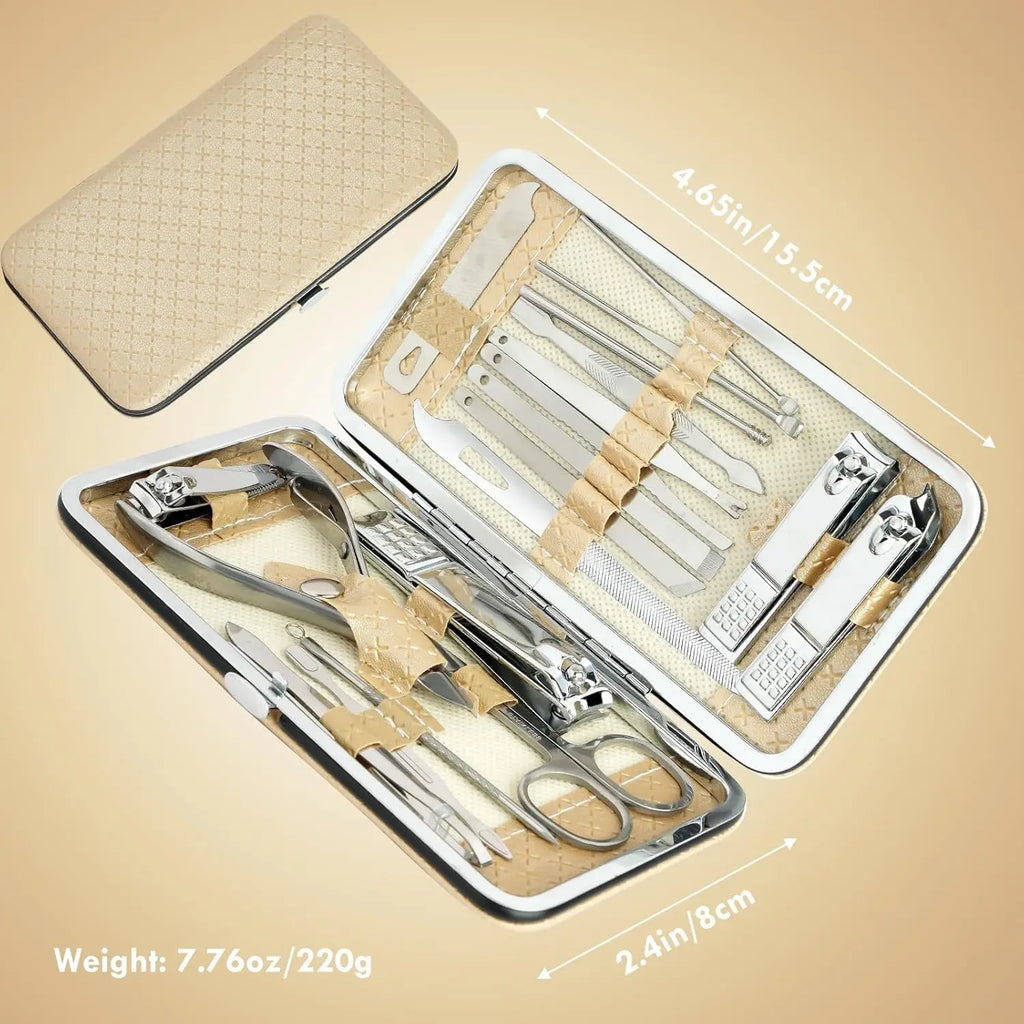Manicure 19 in 1/set Nail Clippers Pedicure Kit, Manicure Tool Kit, Stainless Steel Facial Grooming Set Kit Gift Women Men Girls