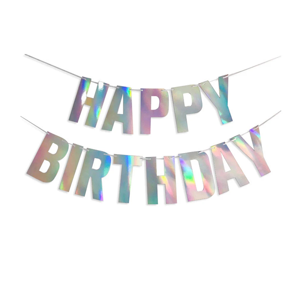 Happy Birthday Banners Gold Pink Letters Flag Banner Hanging Ornament Spiral Decoration for Kids Birthday Party Decor Supplies