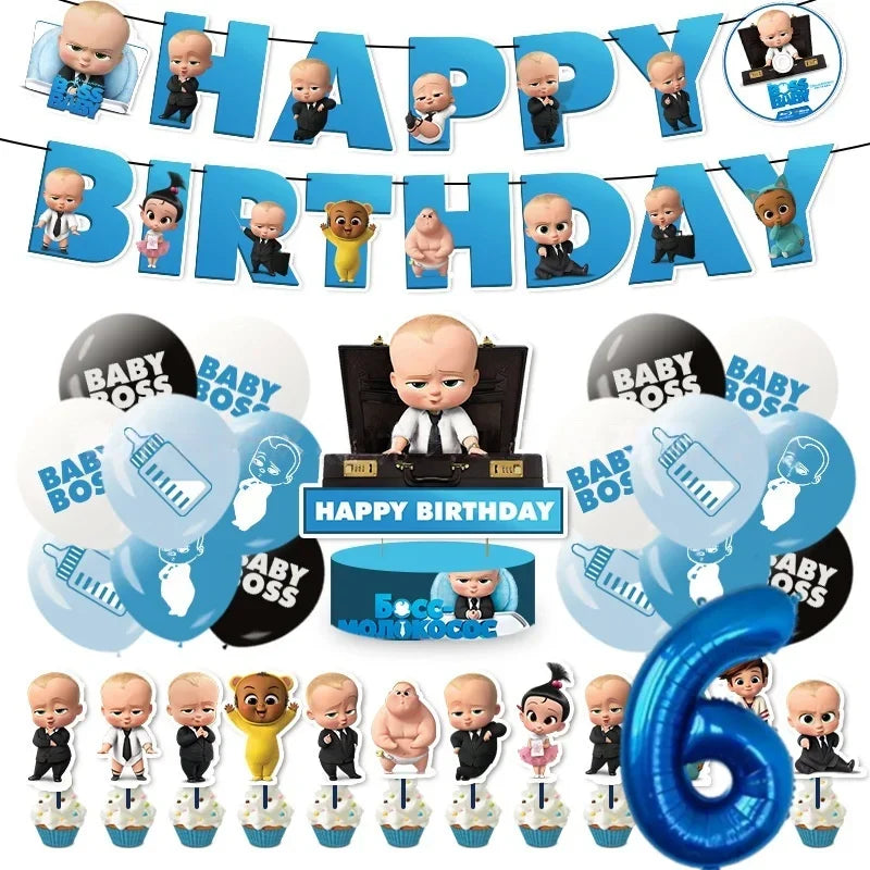 Bossed Baby Birthday Party Decoration Tableware Plates Cups Napkins Hat Balloon Baby Shower Kids Party Favors Party Supplies Kit