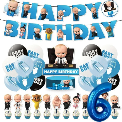 Bossed Baby Birthday Party Decoration Tableware Plates Cups Napkins Hat Balloon Baby Shower Kids Party Favors Party Supplies Kit