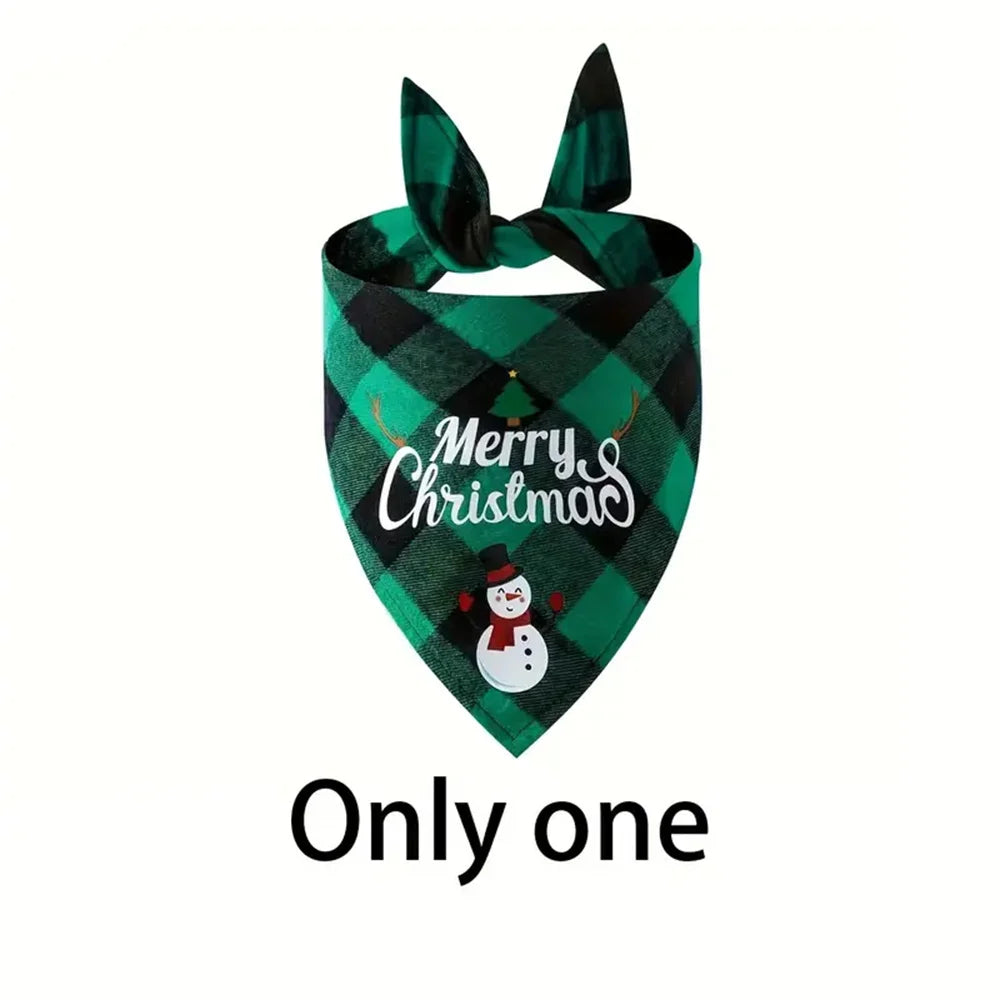 1/2pc Christmas Pet Triangle Scarf Dog Bandanas Saliva Towel For Holiday Party Decor Adjustab Scarf For Small & Large Sized Dogs