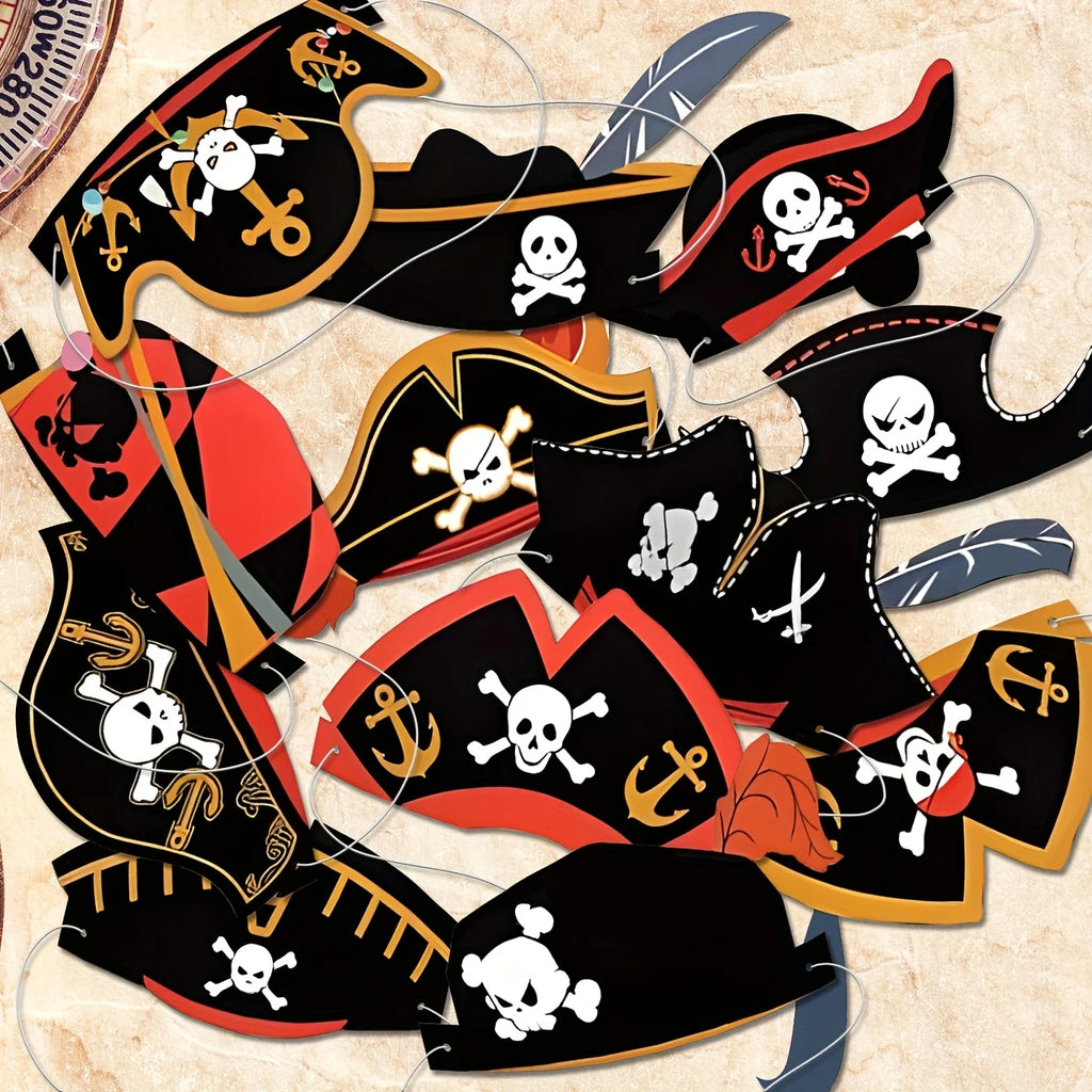 Pirate Party Hats Birthday Hats Pirate Costume Cap Accessories Paper Crown Pirate Party Photobooth Props Pirates Theme Birthday