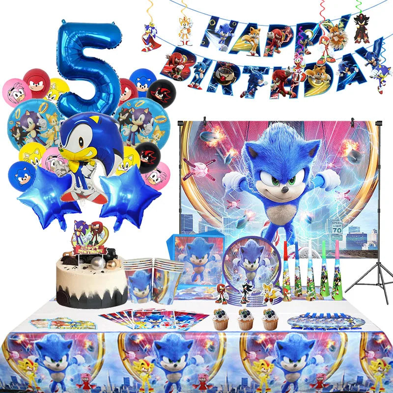 Cartoon Anime Birthday Party Decoration Customizable Birthday Set New Combination Latex Balloon Event Supplies Banner Backdrop