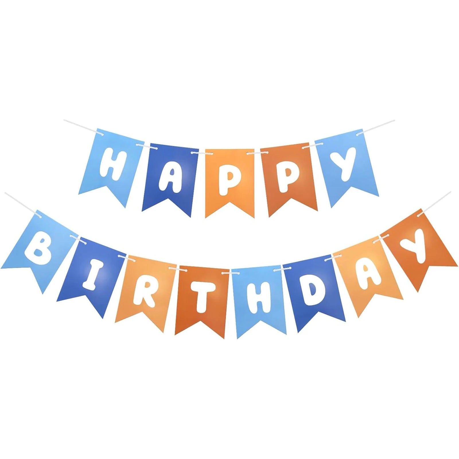 Blue and Orange Happy Birthday Banner Children's Celebration Bunting Banner Blue Orange Birthday Party Decoration Cartoon Theme