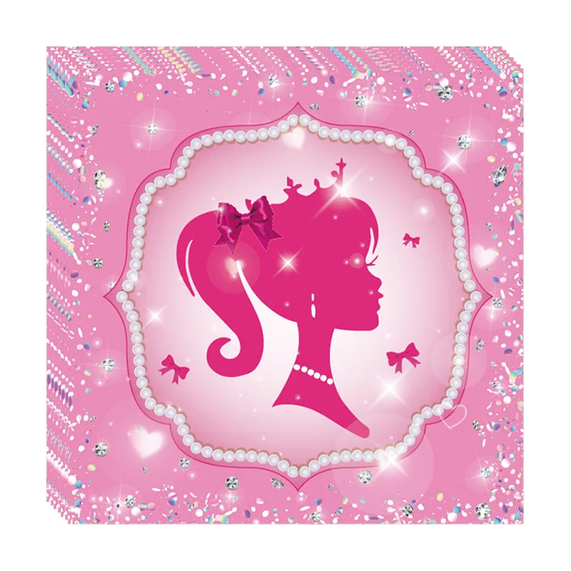 New Princess Birthday Party Decoration Tableware Pink Princess Theme Plates Cups Napkins Ballon Girl Birthday Party Supplies kit