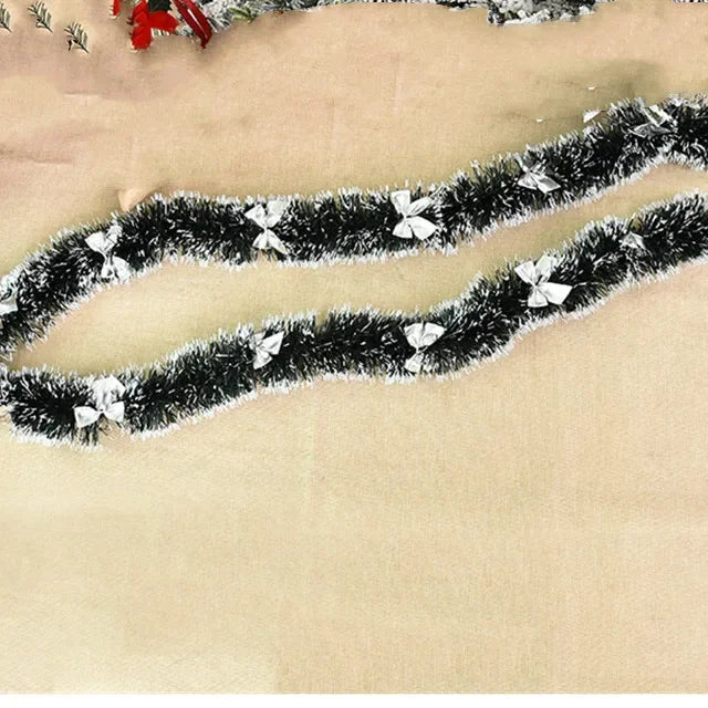 4 M Green Christmas Tree Decoration Ribbon Garland Christmas Tree Bar Tops Ornaments Xmas Party Tinsel Grass Bow Wreath Supplies