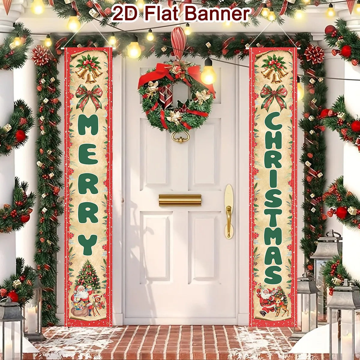 Merry Christmas Door Banner Decoration 2025 Christmas Decor for Home Xmas Hanging Ornaments Navidad Noel Gifts New Year 2026