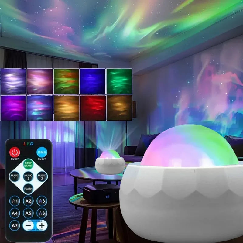 LED Aurora Galaxy Projector Night Light USB RGB 7-Mode 360° Rotating Starry Sky Light with Remote