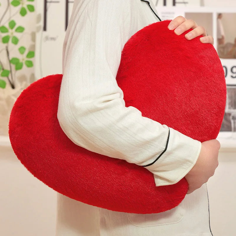 Nordic Style Furry Solid Color Heart-shaped Cushion Key Chain Pink Red Sofa Bed Back Cushion Soft Throw Pillow Bedside Cushion