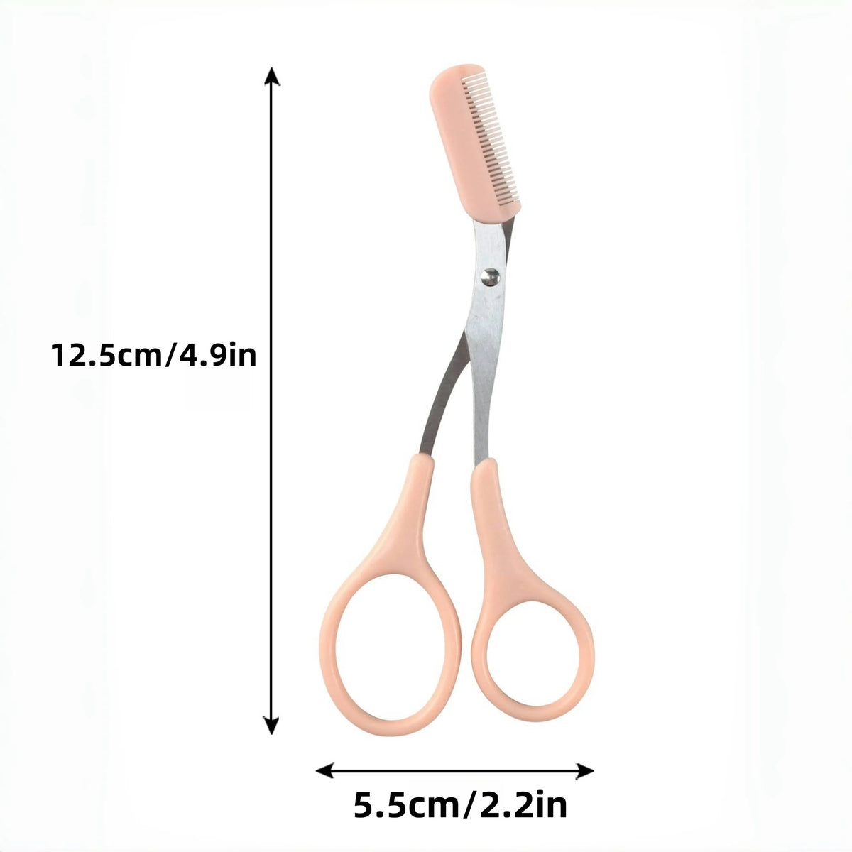 Pink Eyebrow Trimming Scissors with Built-in Comb