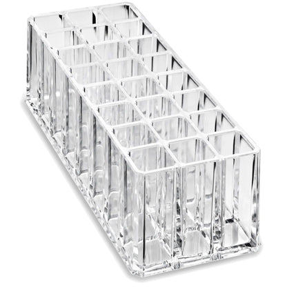 Acrylic Lip Gloss Holder Organizer, Lipstick Holder, 24 Slots Makeup Lip Gloss Lipstick Brushes Storage Display Case