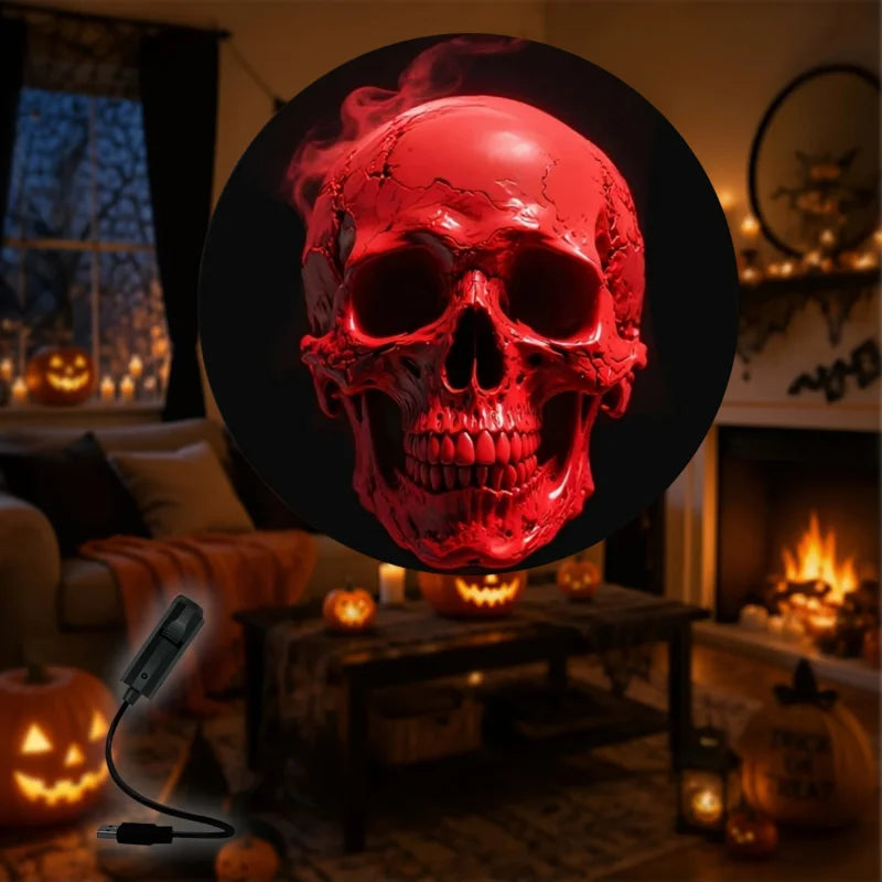 Halloween USB LED Projection Lamp,3/6pcs Patterns Light Ghost,Witch,Skeleton,Halloween Atmosphere Light Festive Decoration