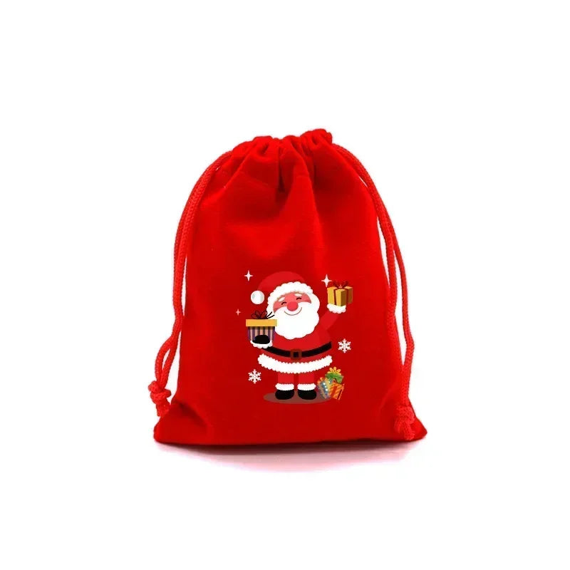 Christmas Velvet Bags Advent Calendar Xmas Gift Bags 9x12 15x20cm Drawstring Pouch Xmas Candy Jewelry Packaging Bags
