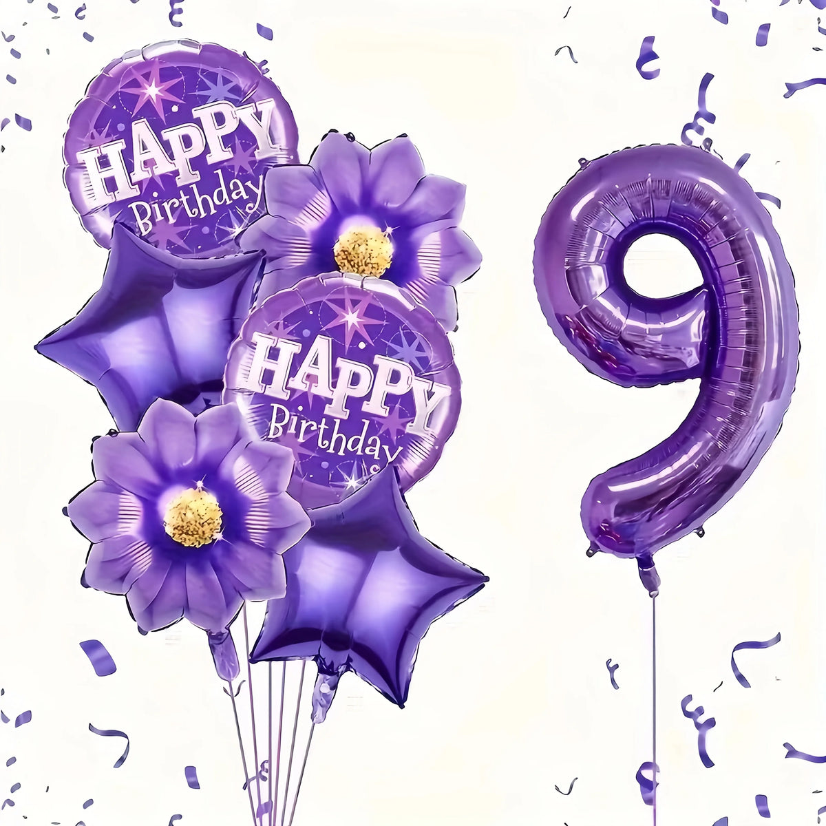 7PCS purple foil balloons featuring numbers perfect for birthday wedding and Christmas celebrations including numbers 0-9