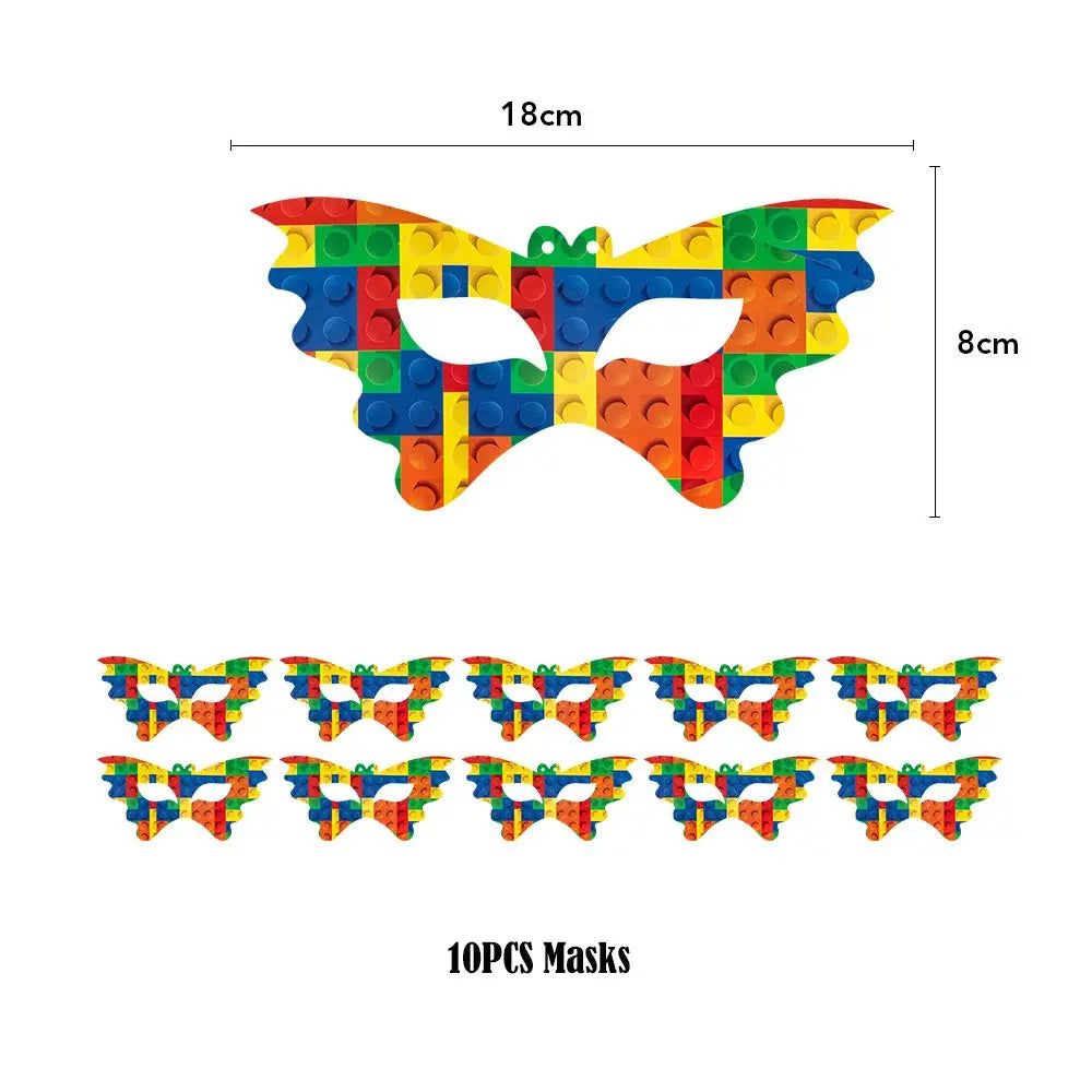 Kids Building Blocks Birthday Party Decoration Colorful Building Block Theme Party Supplies Kit Plates Cups Napkins Straw Ballon