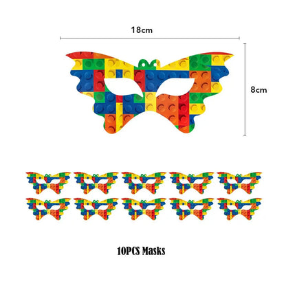 Kids Building Blocks Birthday Party Decoration Colorful Building Block Theme Party Supplies Kit Plates Cups Napkins Straw Ballon