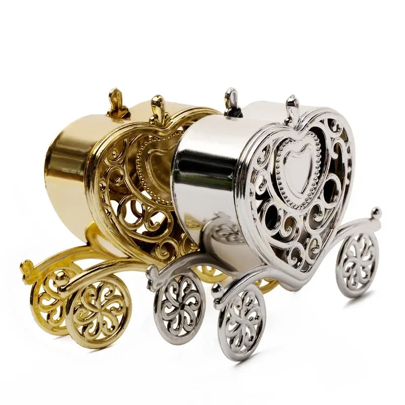 1Pcs Golden Creative Carriage Sweet Candy Box Chocolate Gift Birthday Wedding Party Decor