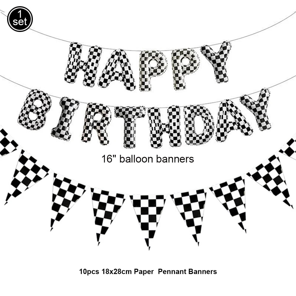 Racing Car Theme Party Decoration Checkered Paper Cups Cake Toppers For Race Theme Party Decor Car Theme Birthday Party Supplies