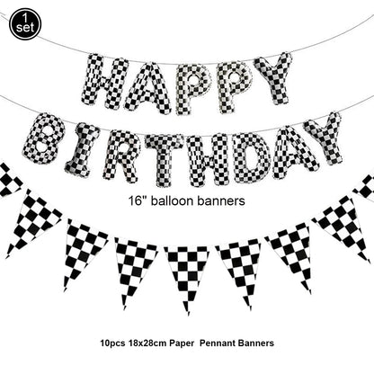Racing Car Theme Party Decoration Checkered Paper Cups Cake Toppers For Race Theme Party Decor Car Theme Birthday Party Supplies
