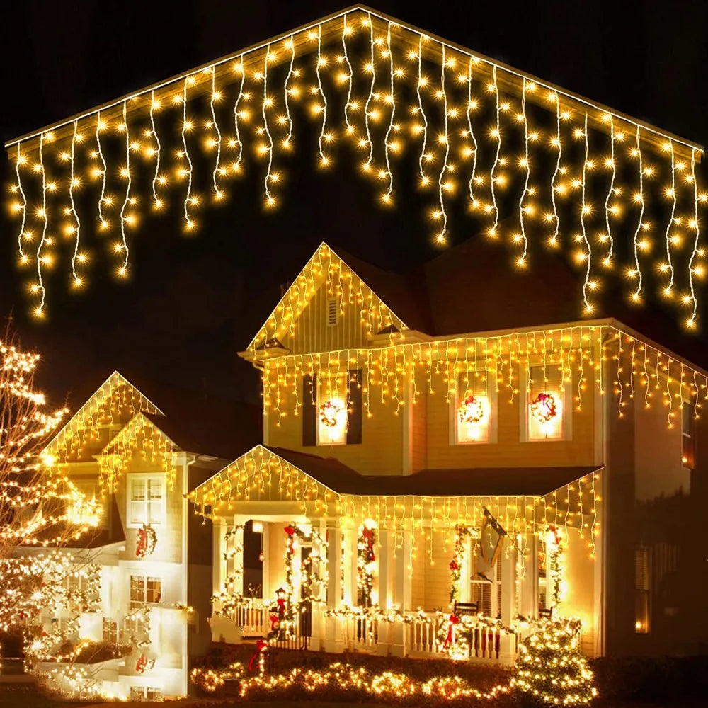 Christmas Lights Curtain String Light Waterfall Outdoor Decoration 5M Droop 0.4-0.6m Fairy Led Lights for Garden Party Holiday