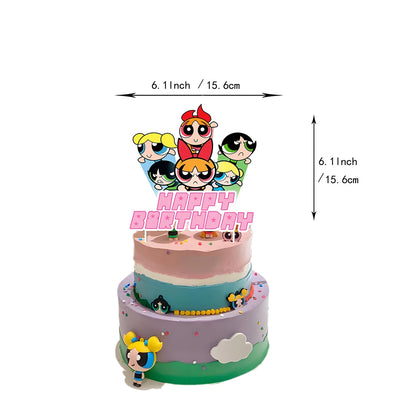 Cute Cartoon Girls Theme Birthday Balloon Set 1-9 Years Number Balloons Cake Topper Party Decor