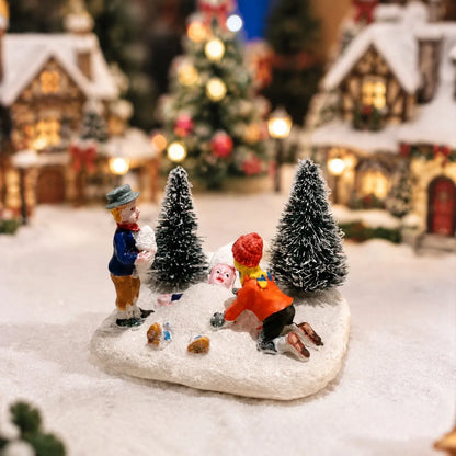 Kids Playing in the Snow — Christmas Village Figurine