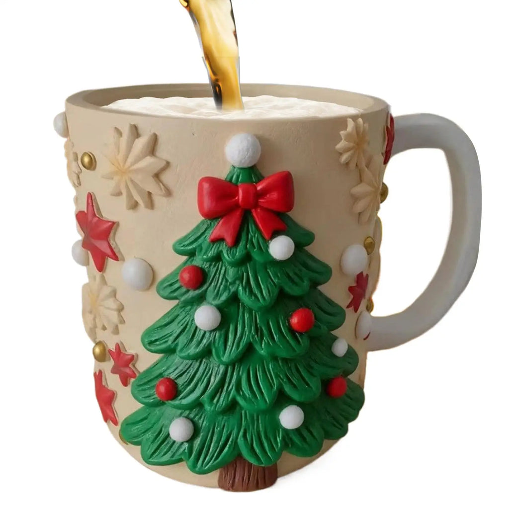 Cute Christmas Element Mugs Resin Christmas Elk Gingerbread Man Stockings Tree Christmas Decorations Holiday Coffee Mugs