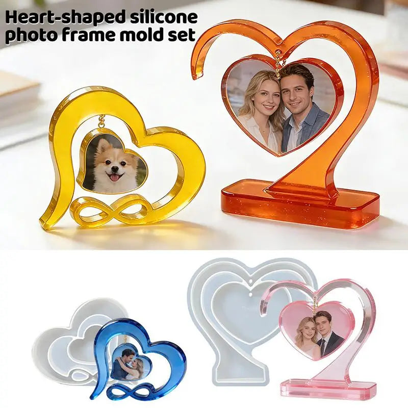 New Heart-shaped Photo Frame Pendulum Base Silicone Mold, DIY Crystal Epoxy Resin Mold, DIY Photo Frame Ornament.